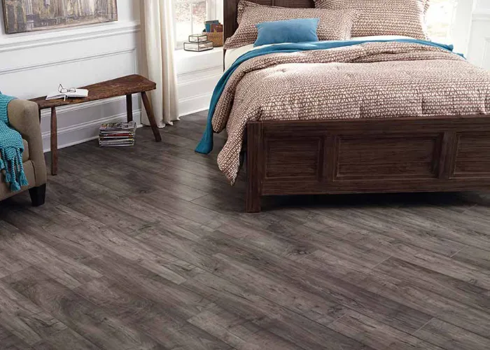 Luxury vinyl plank in a master bedroom